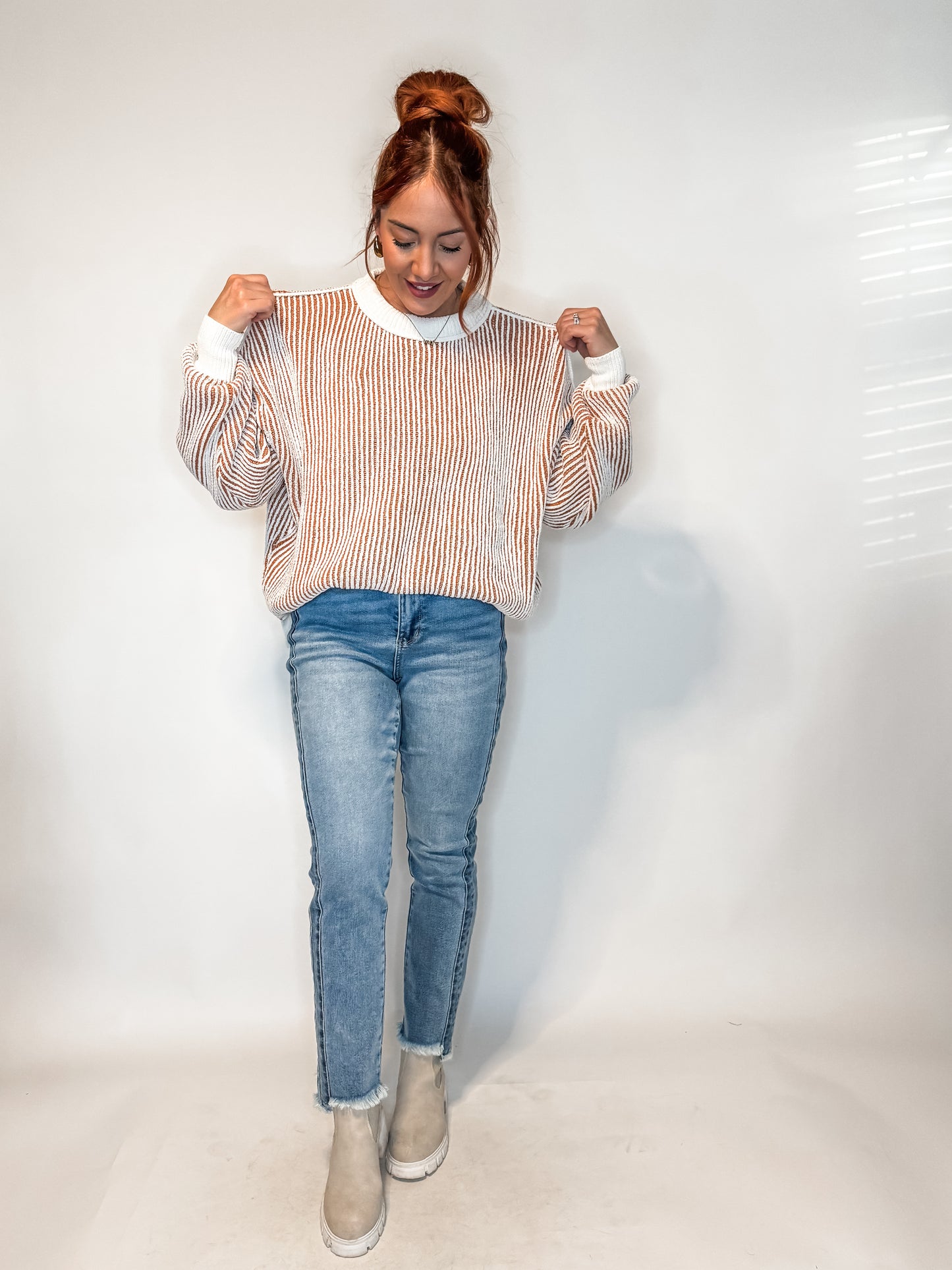 Least High Maintenance Contrast Trim Sweater