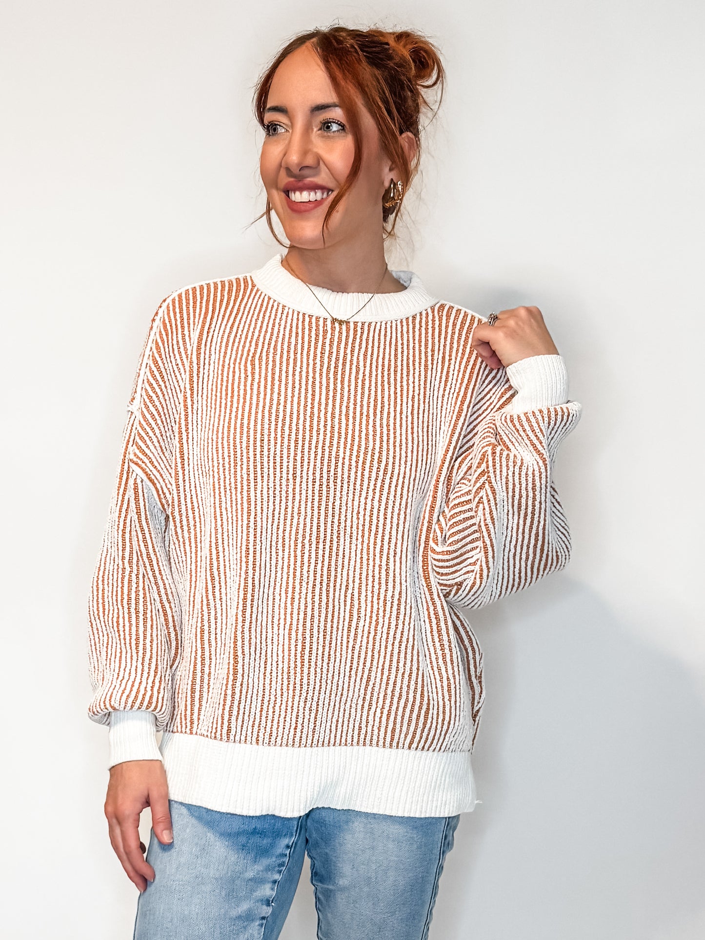Least High Maintenance Contrast Trim Sweater
