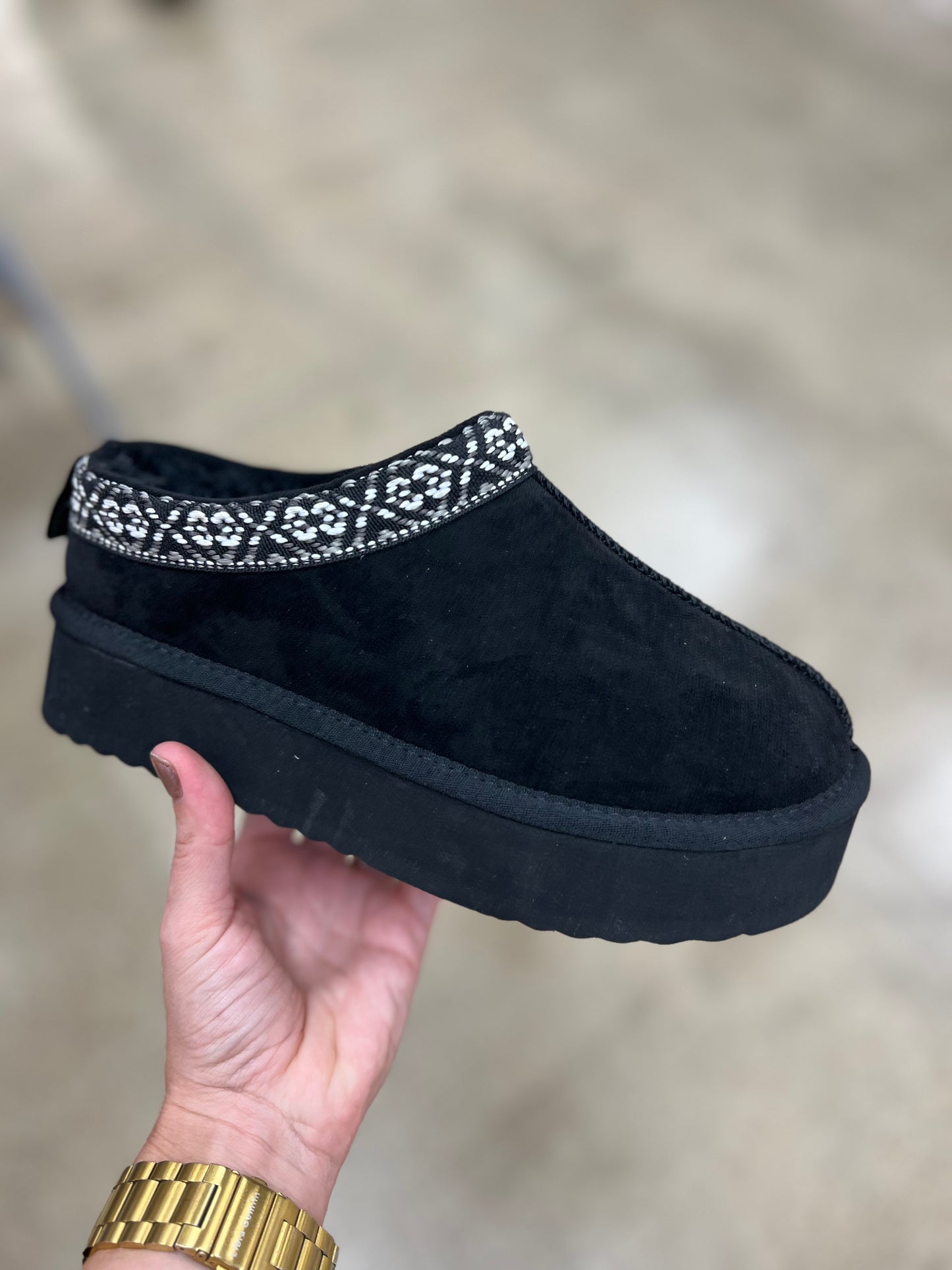 Platform Slip on Slippers - Black