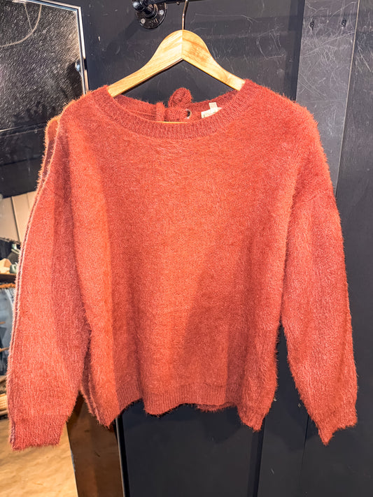 Bow Open Back Sweater - Rust