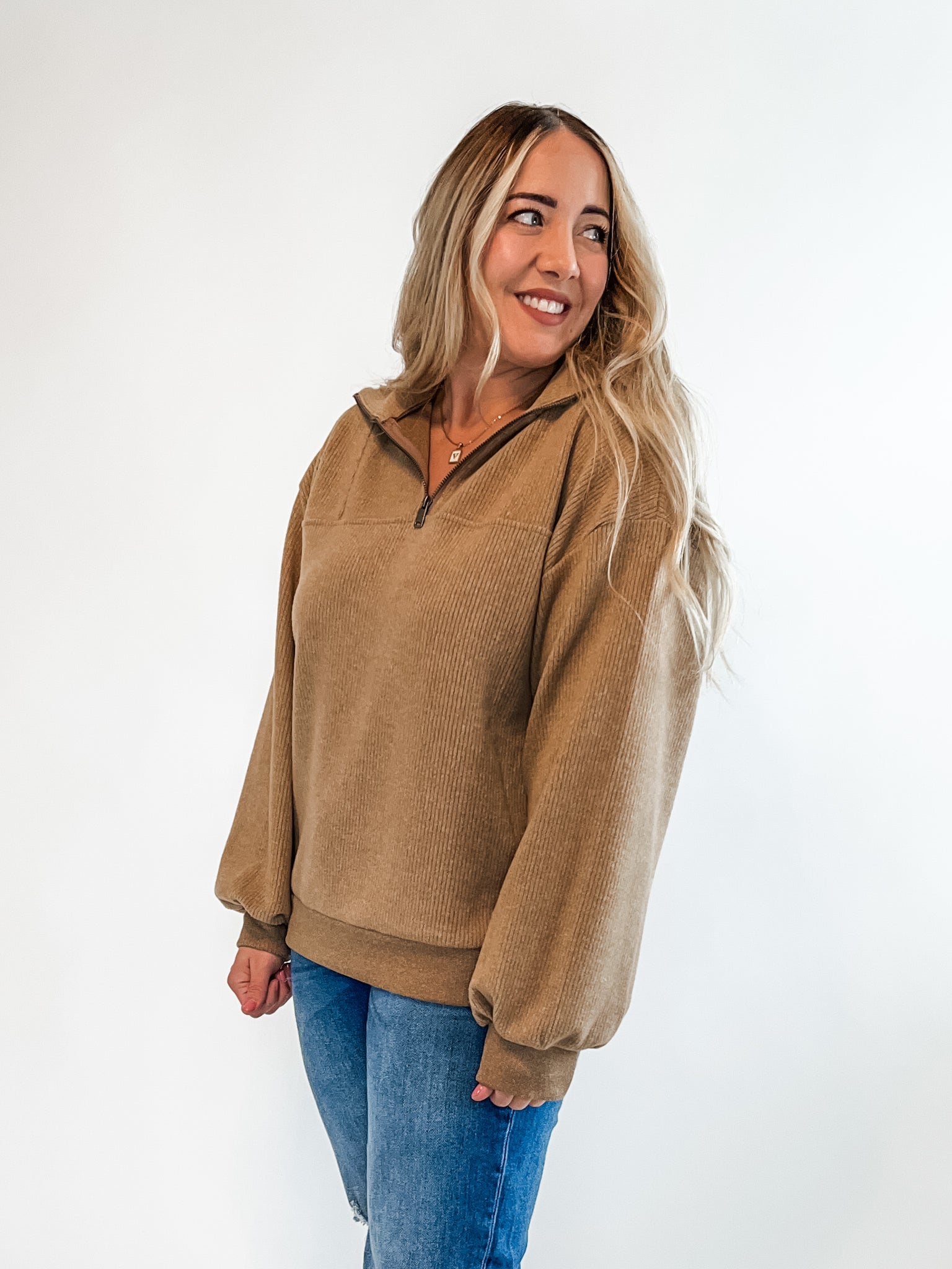 Quarter Zip Sweater - Mocha
