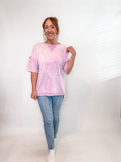 Unbothered Mineral Wash Top in Orchid Petal