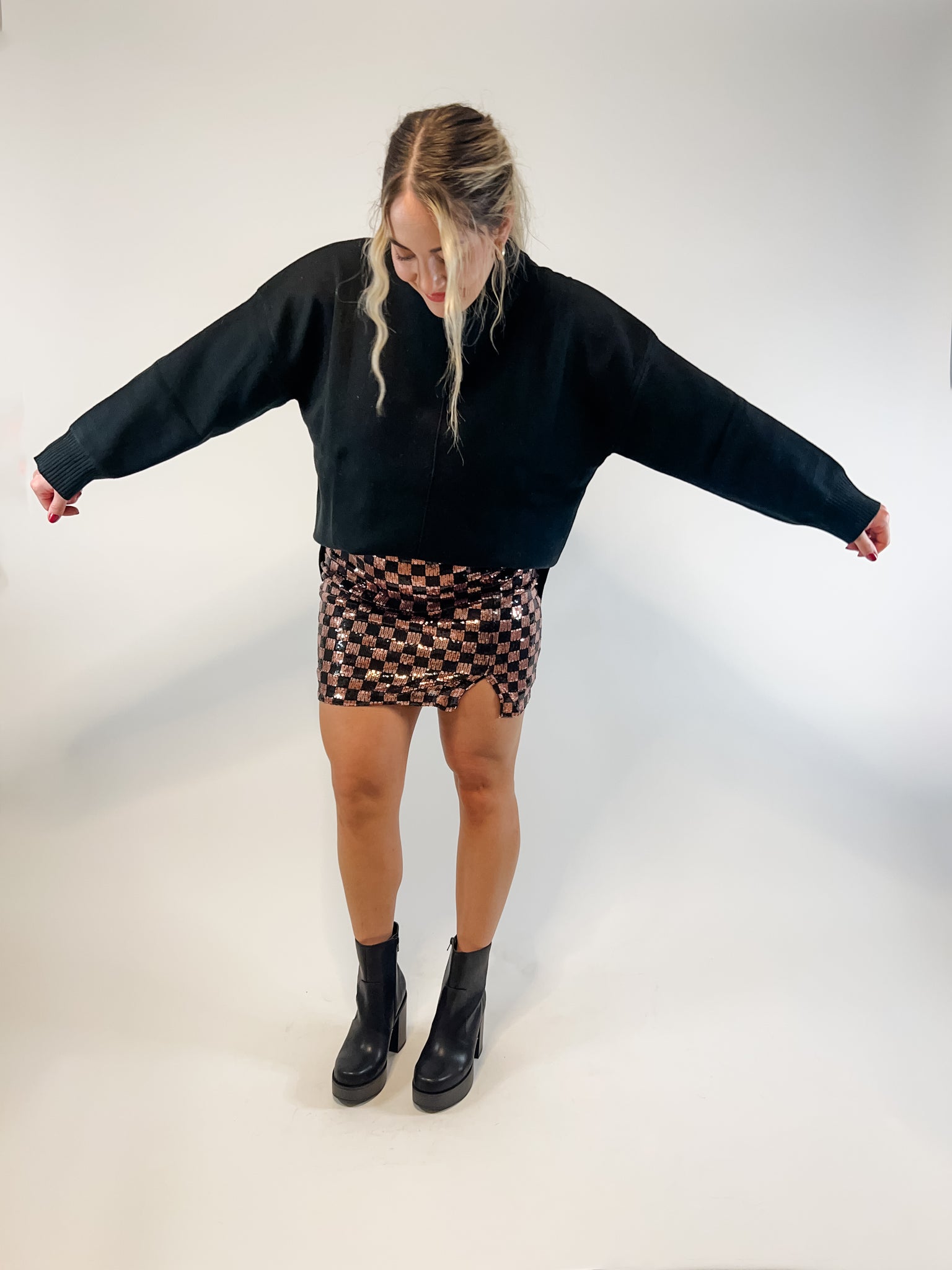 Glam Girl Checkered Mini Skirt