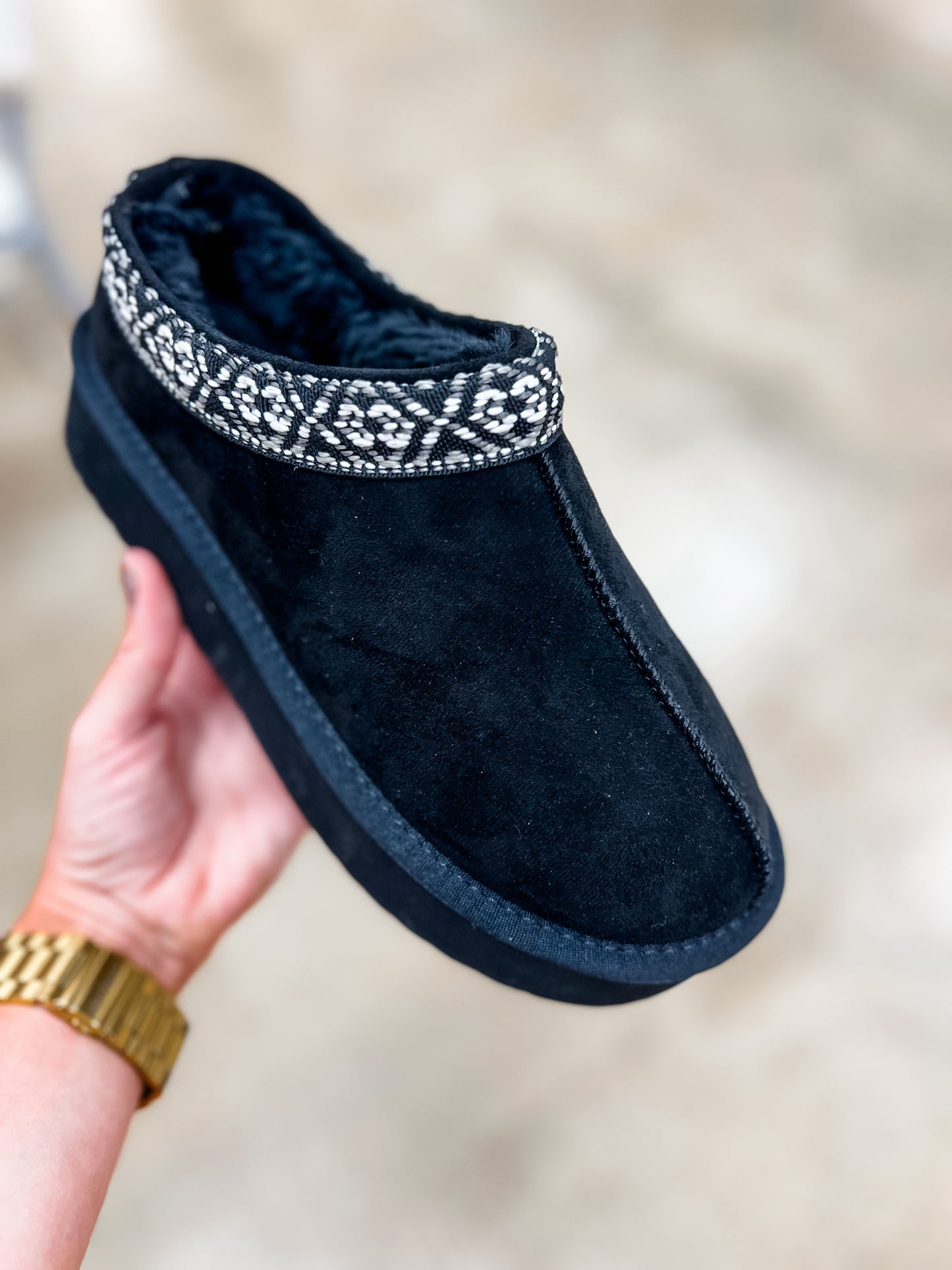 Platform Slip on Slippers - Black