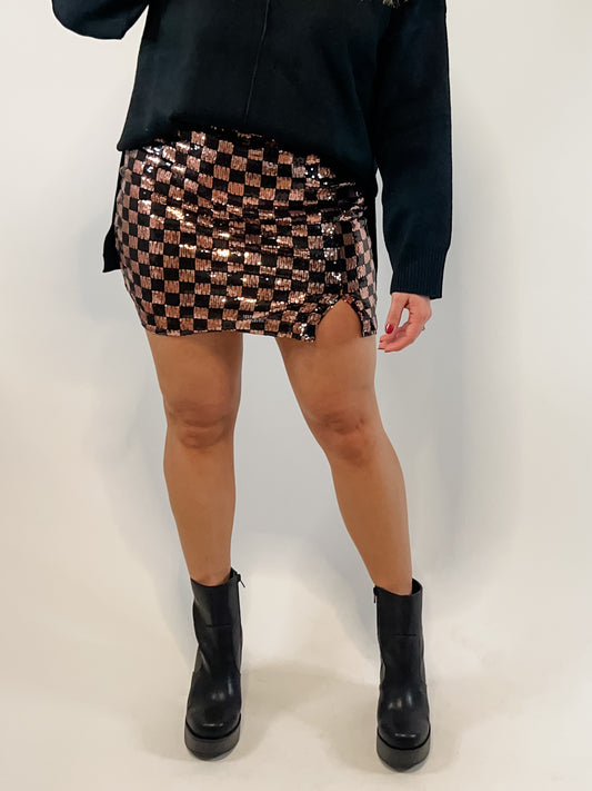 Glam Girl Checkered Mini Skirt