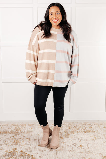 Exceptional Thought Striped Patchwork Sweater