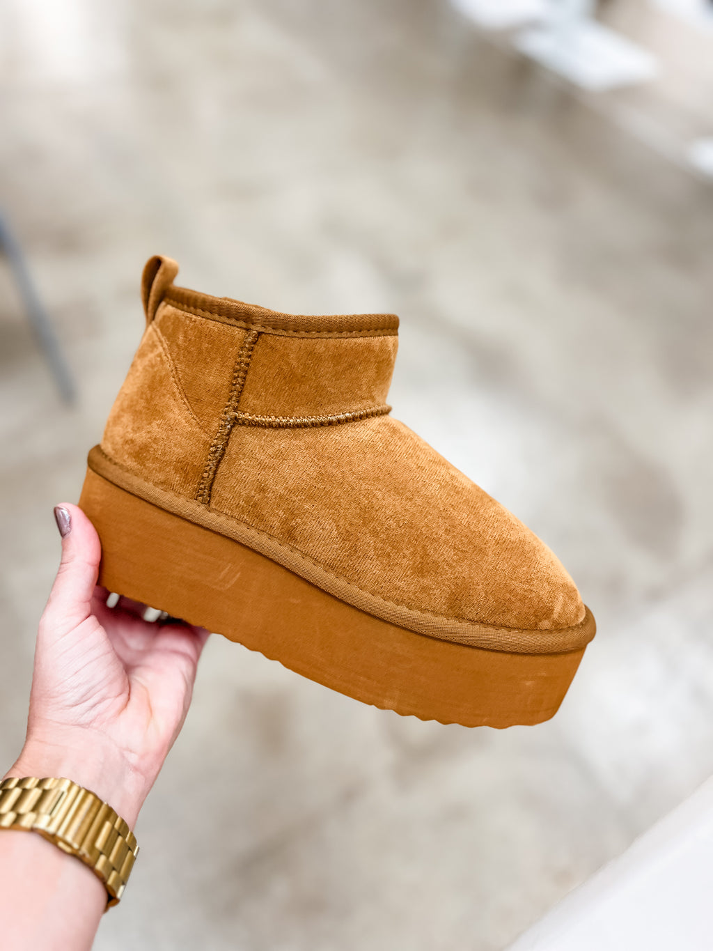 Mega Mini Platform Boots - Chestnut