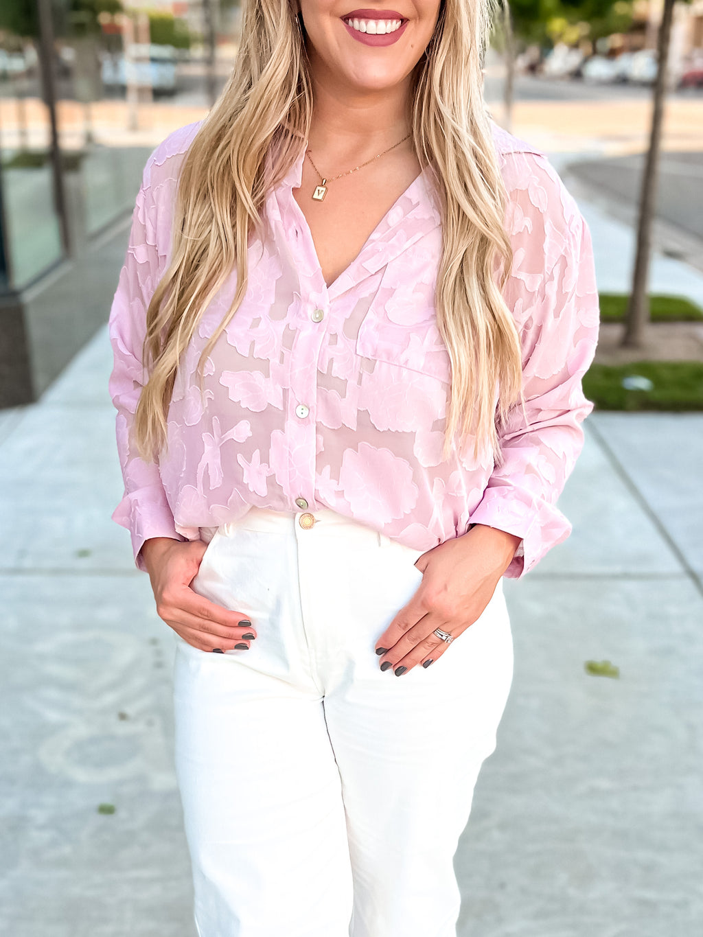 Lilac Floral Sheer Top