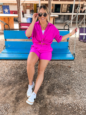 Casually pink 2 piece set - Button up top