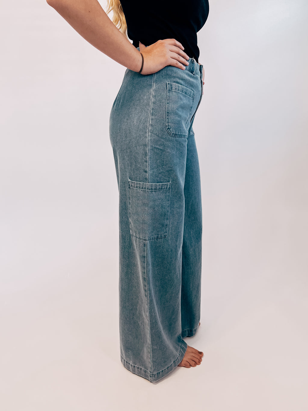 The Carly Cargo Denim Wide leg Jeans