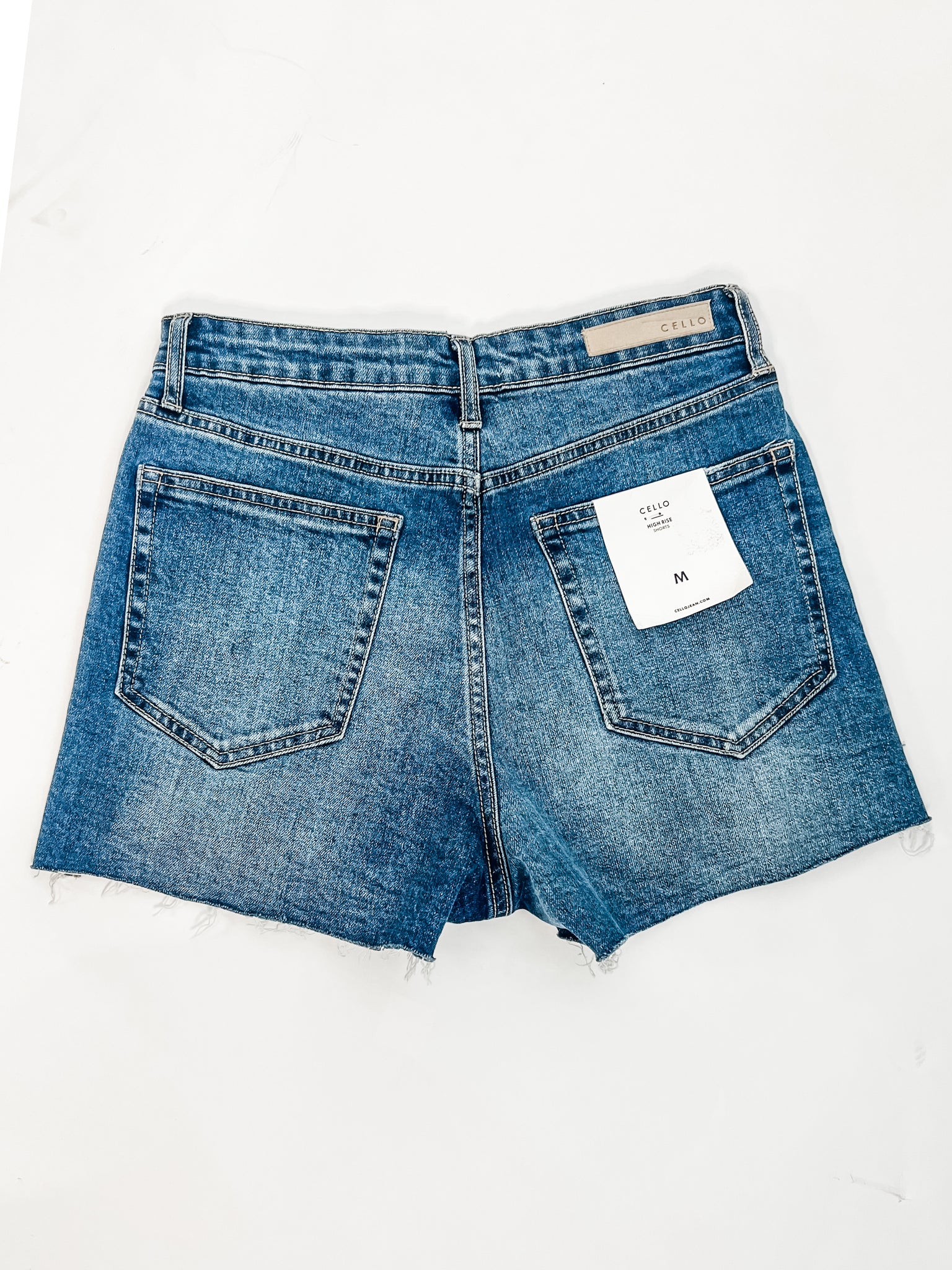 High Rise Flip Hem Shorts- Medium wash