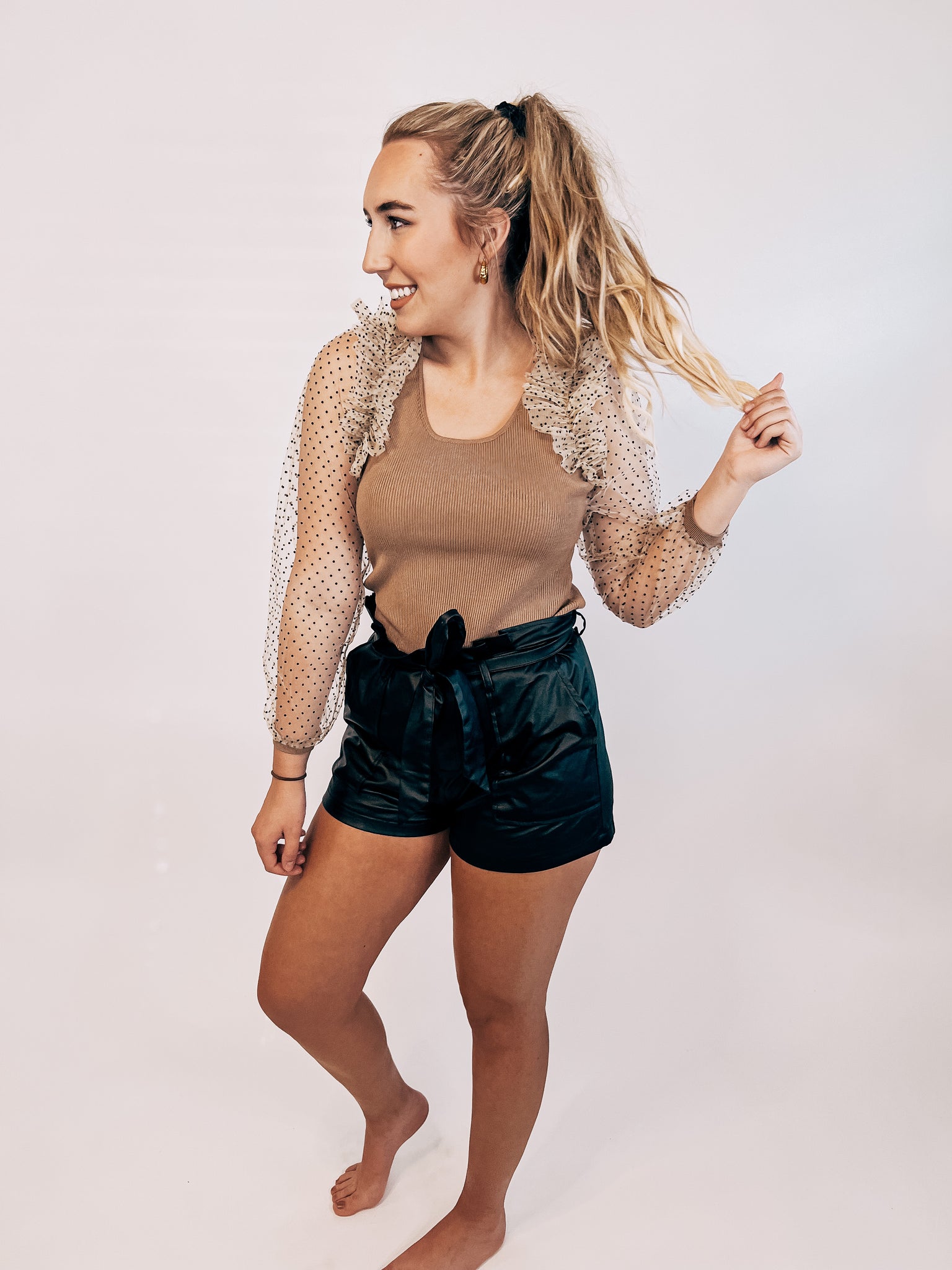 Coco Pokla dot sleeve Top