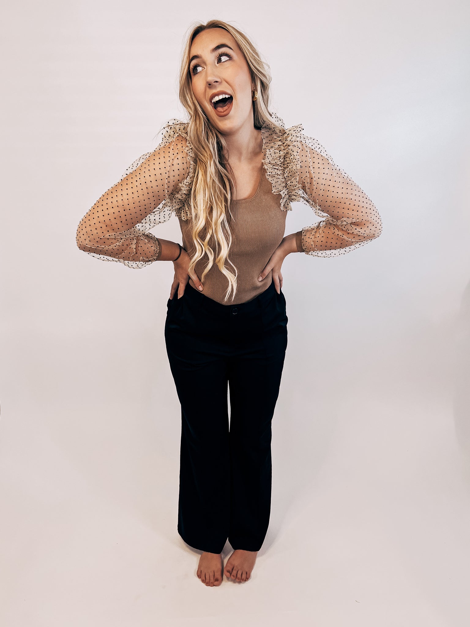 Coco Pokla dot sleeve Top