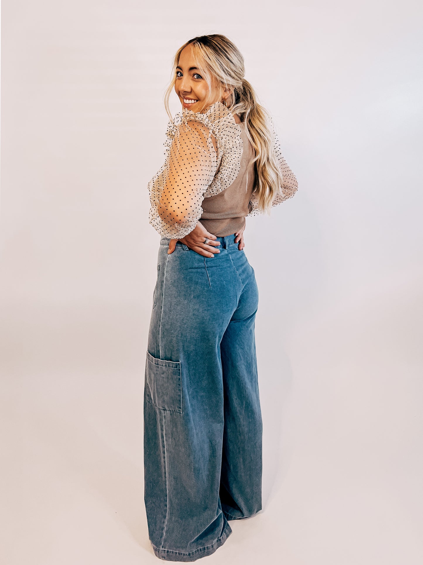 The Carly Cargo Denim Wide leg Jeans