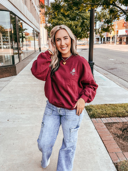 Bon Voyage Crewneck - Deep Red