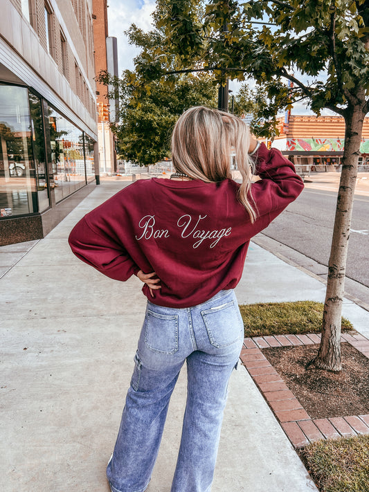 Bon Voyage Crewneck - Deep Red