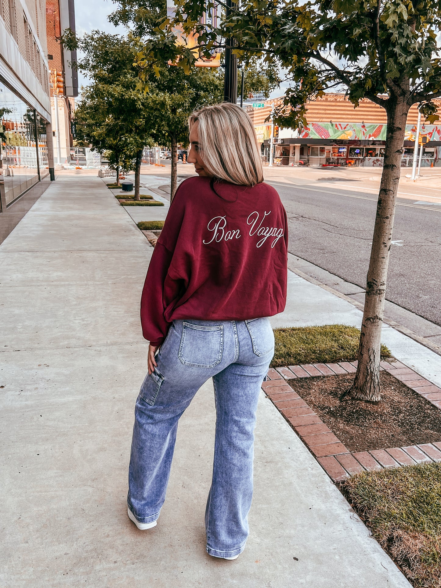 Bon Voyage Crewneck - Deep Red