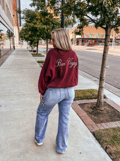 Bon Voyage Crewneck - Deep Red