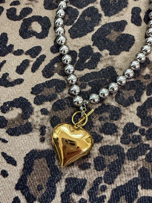 Heart Mixed Metal Necklace