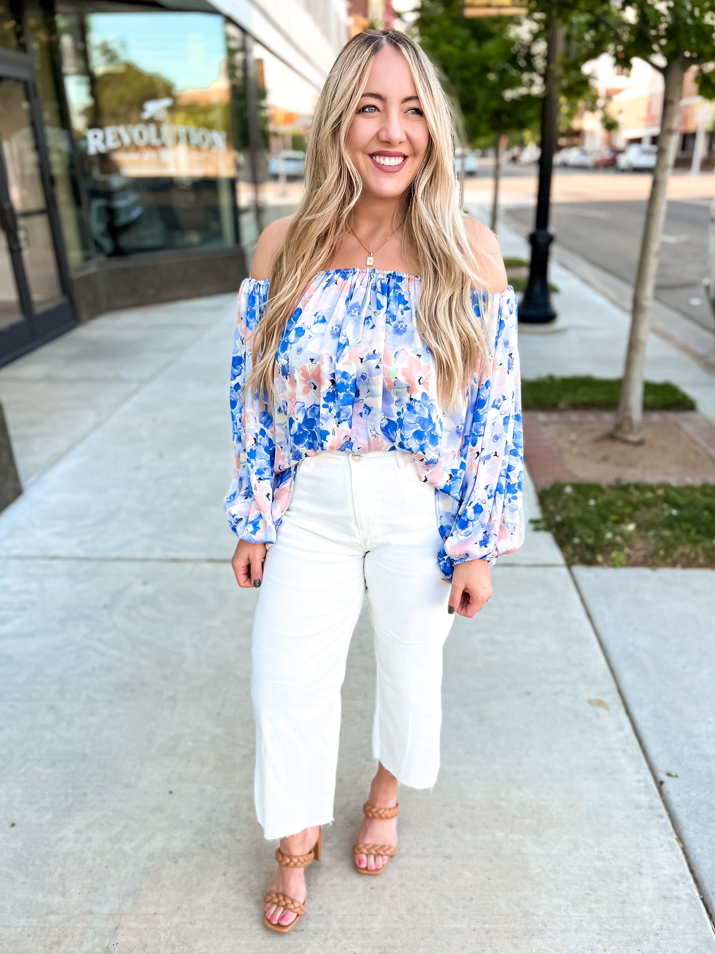 Delia Floral OTS Top