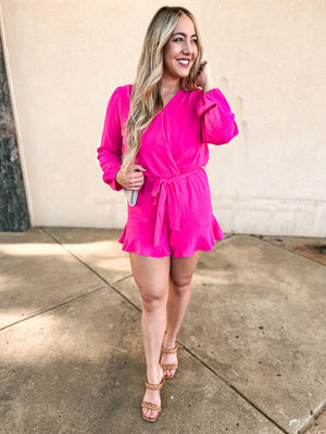 Bold Moves Romper - Hot pink