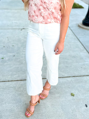 Wide Leg Ankle Pants - Off White