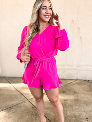 Bold Moves Romper - Hot pink