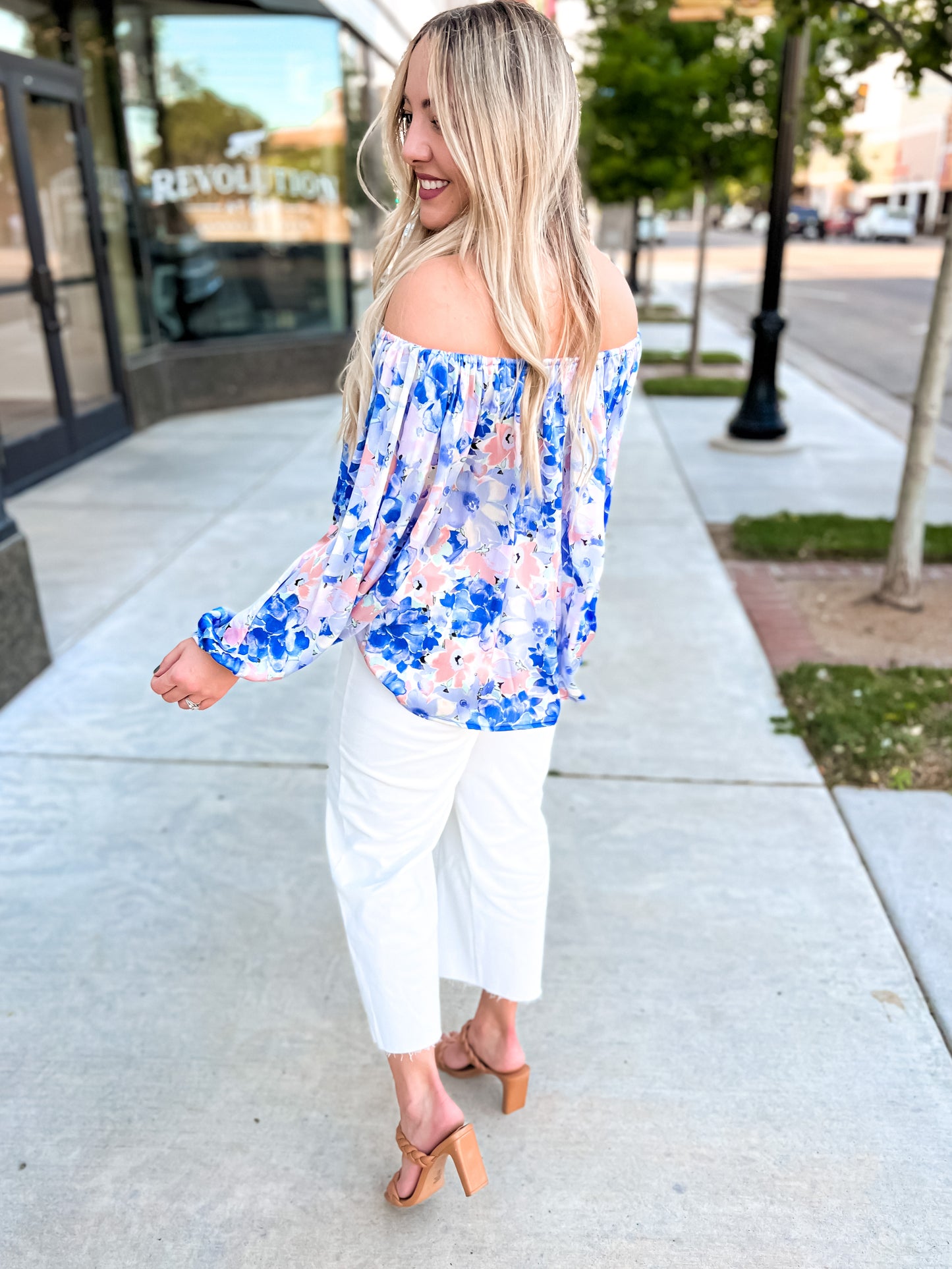 Delia Floral OTS Top