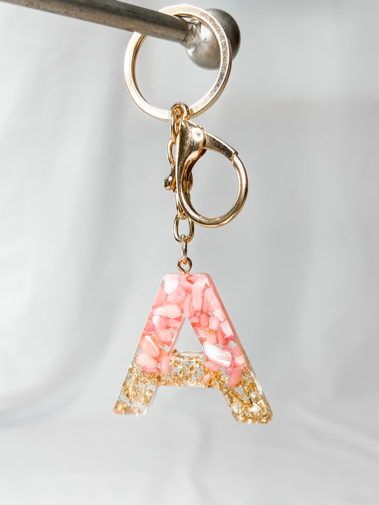 Initial key chain - Pink/Gold