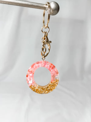 Initial key chain - Pink/Gold