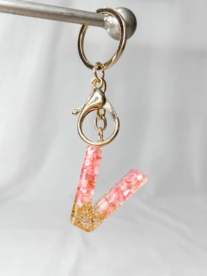 Initial key chain - Pink/Gold