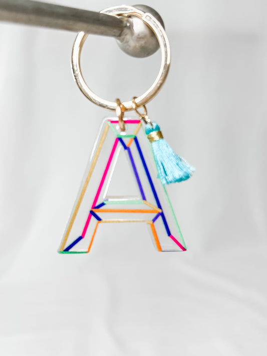 Initial Key chain - Blue/Multi