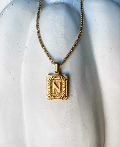 Square Initial Necklace