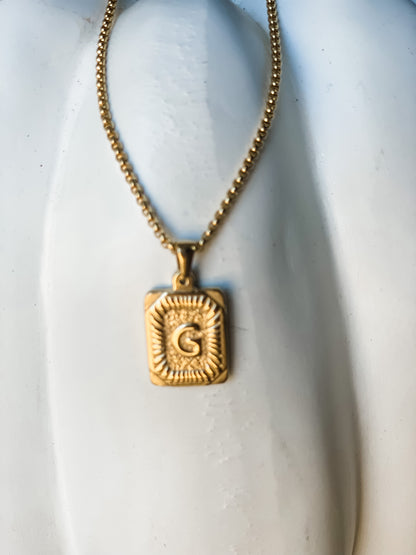 Square Initial Necklace