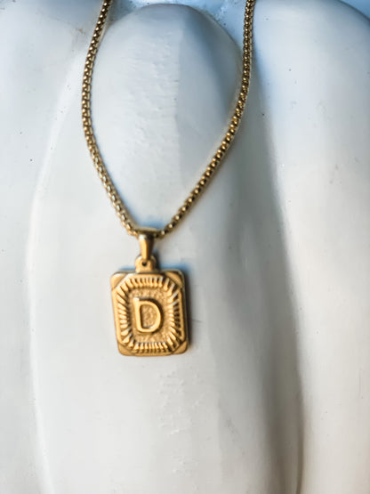 Square Initial Necklace