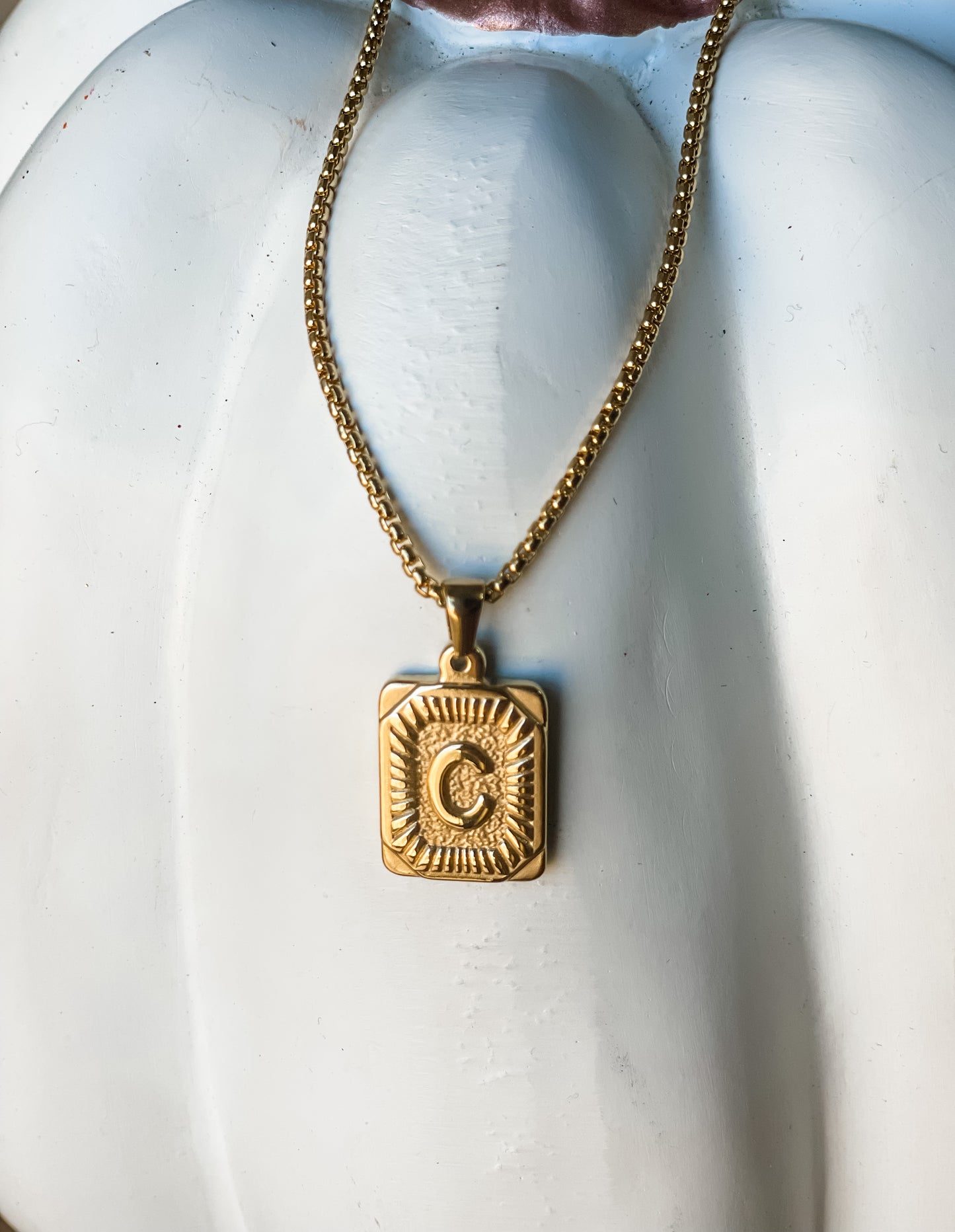 Square Initial Necklace