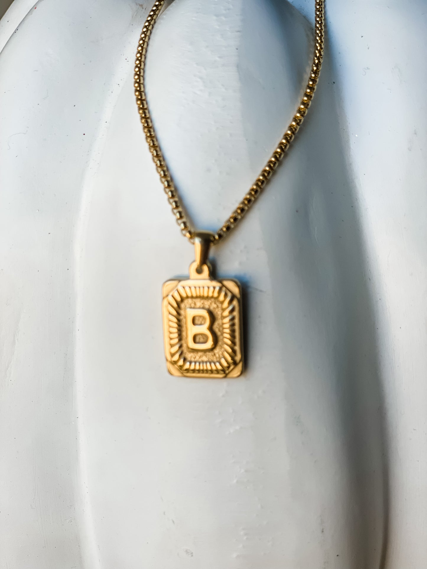 Square Initial Necklace