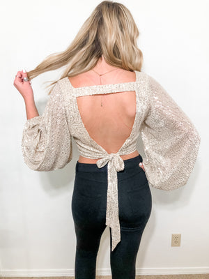 Sequin Puff Sleeve Top