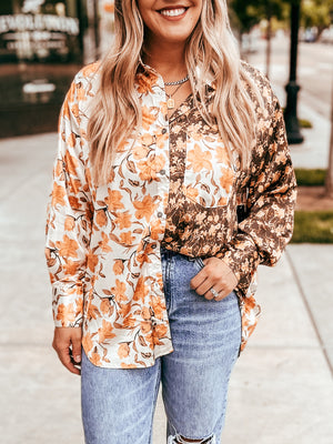 Two tone florals top