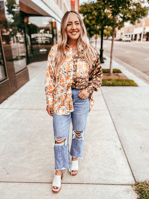 Two tone florals top