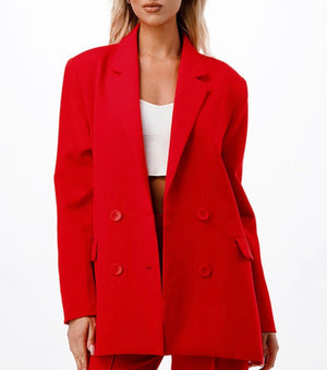 Oversized Chic Blazer - Red Hot