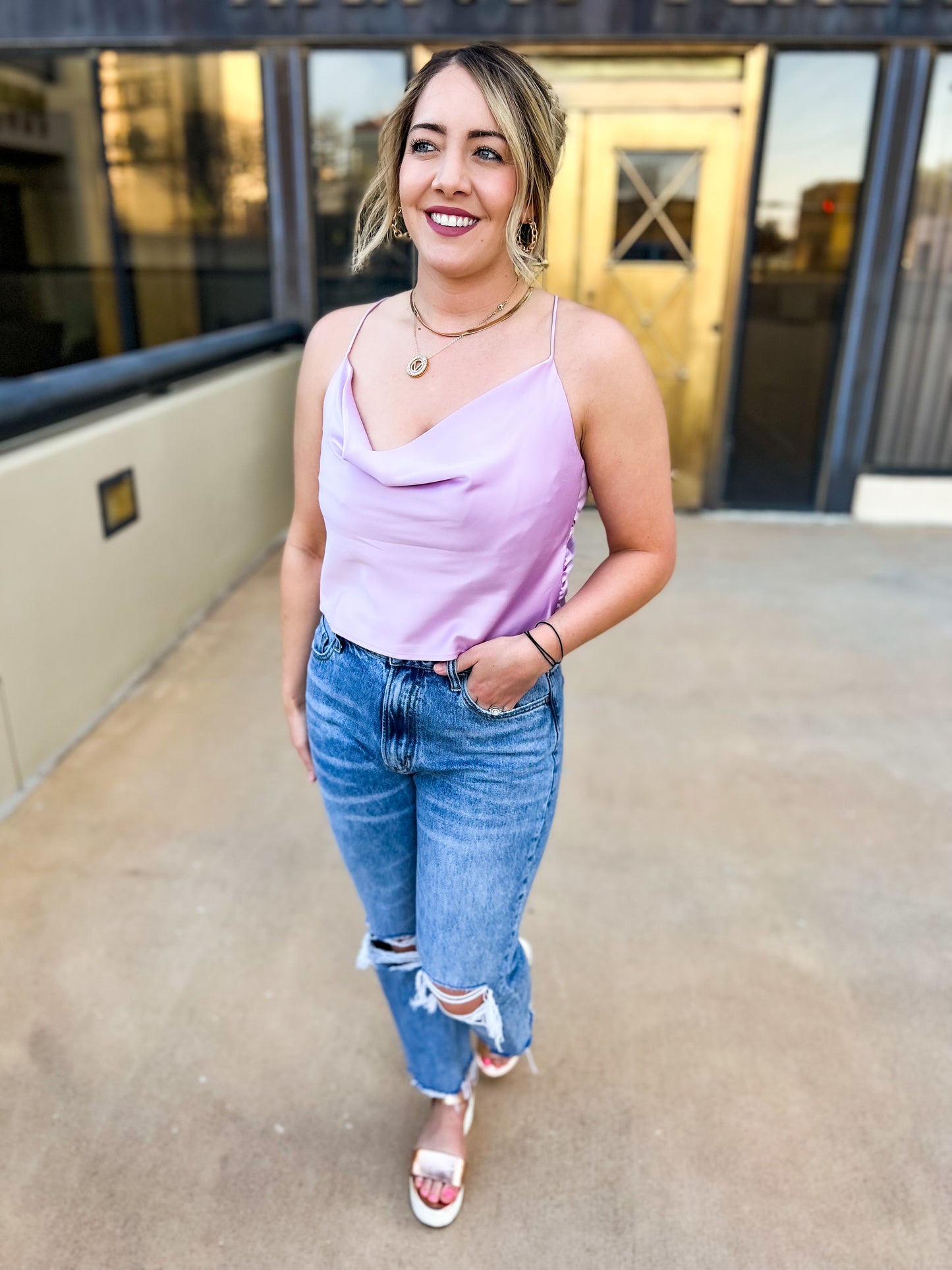 Lavender Satin Tank