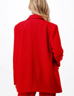 Oversized Chic Blazer - Red Hot
